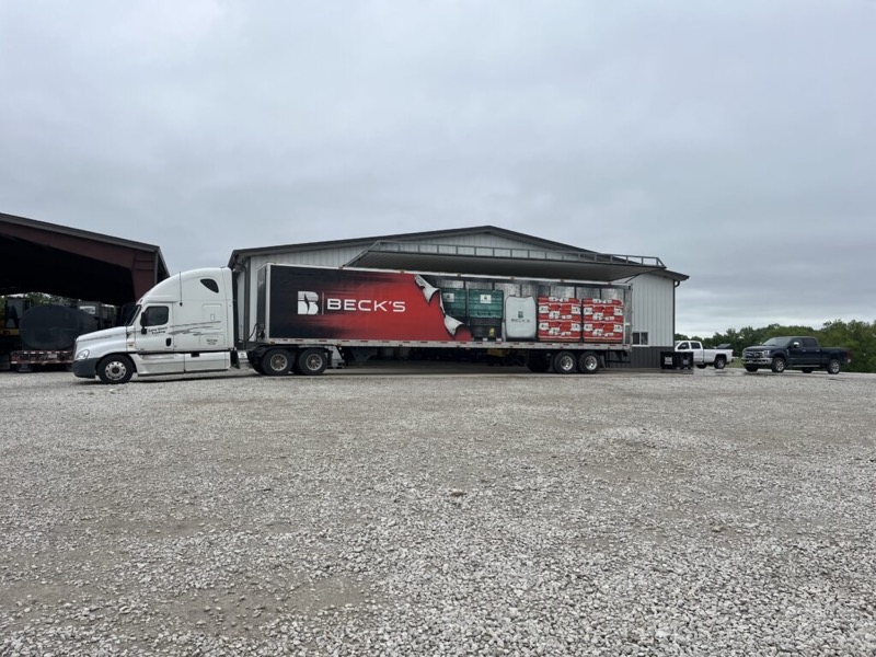 A Beck’s semi truck at the CR Seeds & Services warehouse