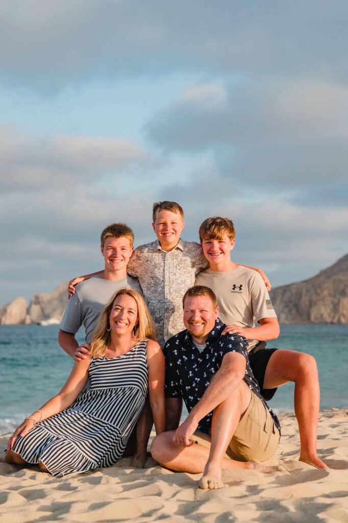 The Robinson family on a beach vacation