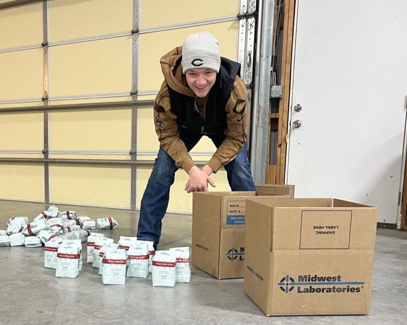 Packing soil samples to ship to Midwest Laboratories
